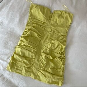Lime Green Ruched Strapless Dress